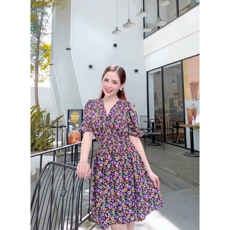 Váy Nữ 💖FREESHIP💖 Đầm Tay Ngắn Cổ Tim Họa Tiết Hoa Cúc Thời Trang | BigBuy360 - bigbuy360.vn