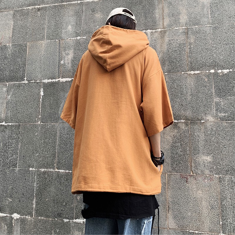 Áo Hoodie Tay Ngắn Phong Cách Hàn Quốc Cho Nam Nữ