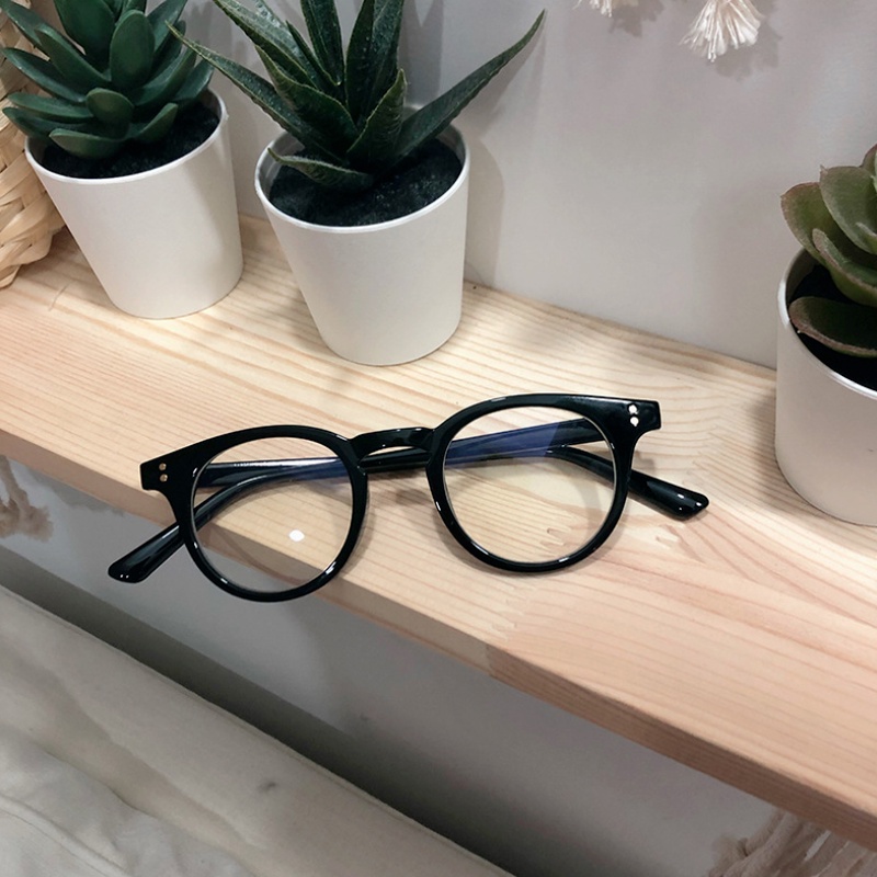 Kính mát gọng tròn chống tia ánh sáng xanh thời trang kiểu Hàn cổ điển năng động dành cho nam và nữ
