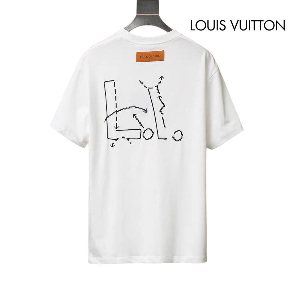 Áo thun cotton nguyên chất in logo LV đơn giản hợp thời trang cho nam và nữ S-5XL