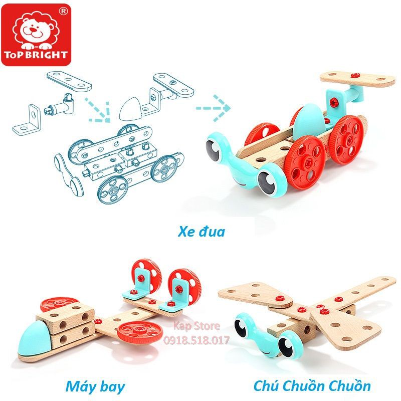 Bộ đồ nghề lắp ráp bằng gỗ cho bé Top Bright - Early Educational Gordon Design Toys