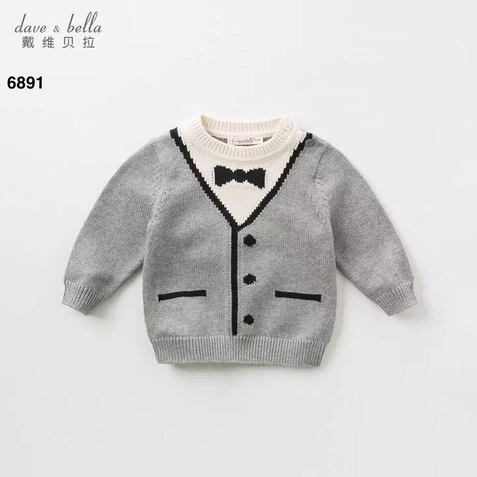 Áo len dave màu ghi bé trai