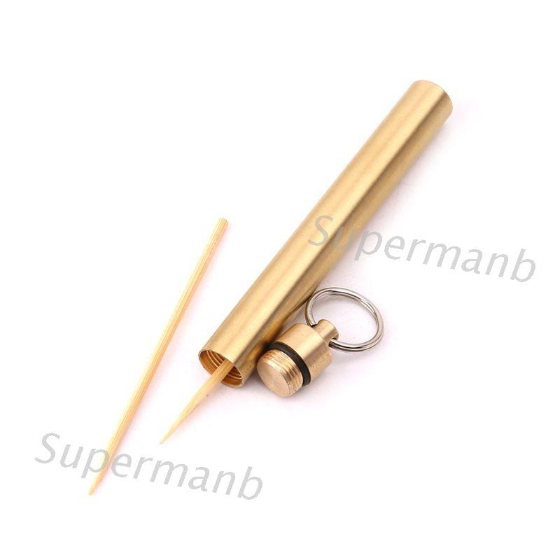 SUP EDC Brass Toothpick Holder Waterproof Seal Bottle