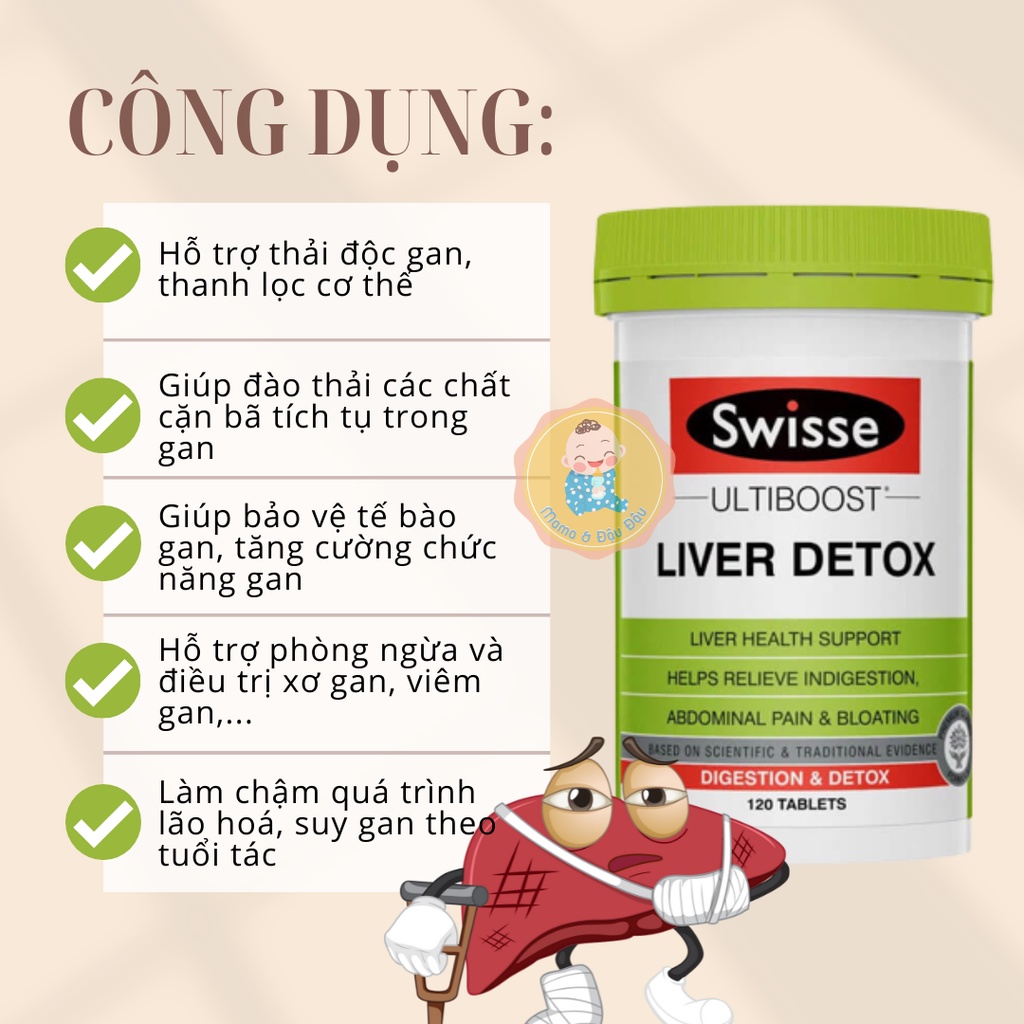 Viên uống bổ gan thải độc gan giải độc gan SWISSE LIVER DETOX , hộp 120 viên