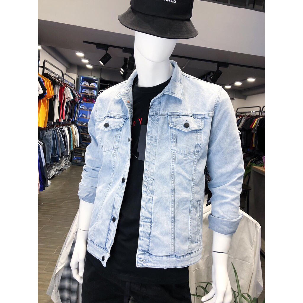 Áo Khoác Jean Nam Cúc Đen Kiểu Dáng Trẻ Trung Phong Cách-fashionstarno1