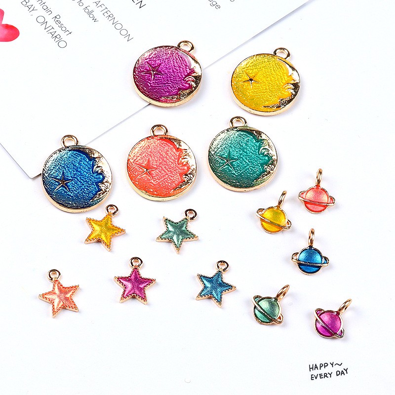 Set 3 Cặp Bông Tai / Vòng cổ Hình Hành Tinh Ngôi Sao diy