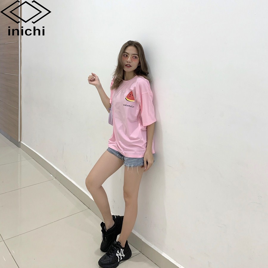 Áo thun tay lỡ INICHI A638 form rộng oversize nam nữ áo phông unisex