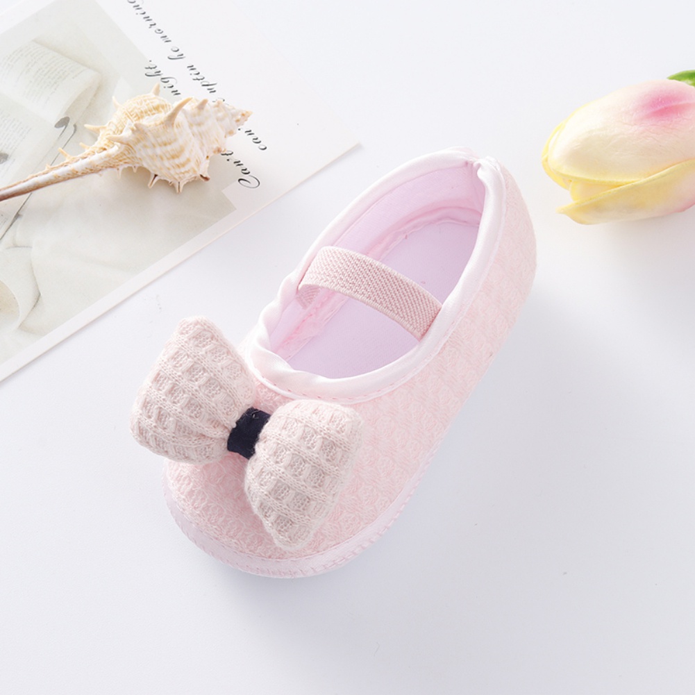 Giày Búp Bê Đế Mềm Chống Trượt Đính Nơ Xinh Xắn Cho Bé Gái 0-12 Tháng Tuổi