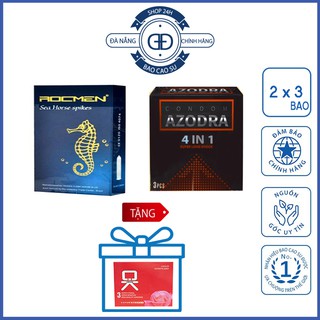 [Giá Sốc Siêu Rẻ] COMBO Bao Cao Su Rocmen Xanh + Bao Cao Su Azodra - TẶNG 1 HỘP (3 hộp 9 Bao) Che Tên Sản Phẩm