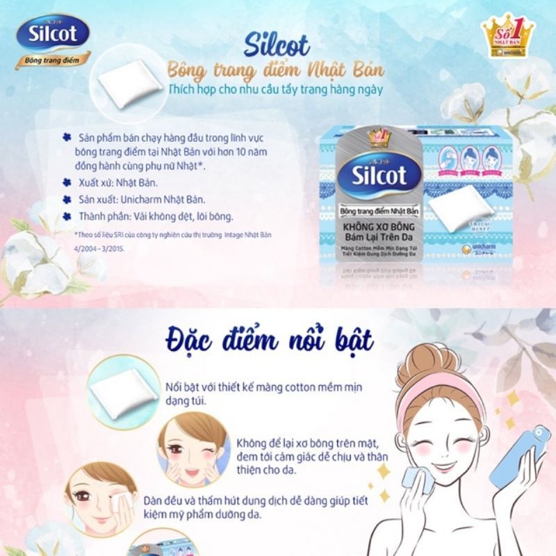 Bông tẩy trang Silcot Nhật Bản