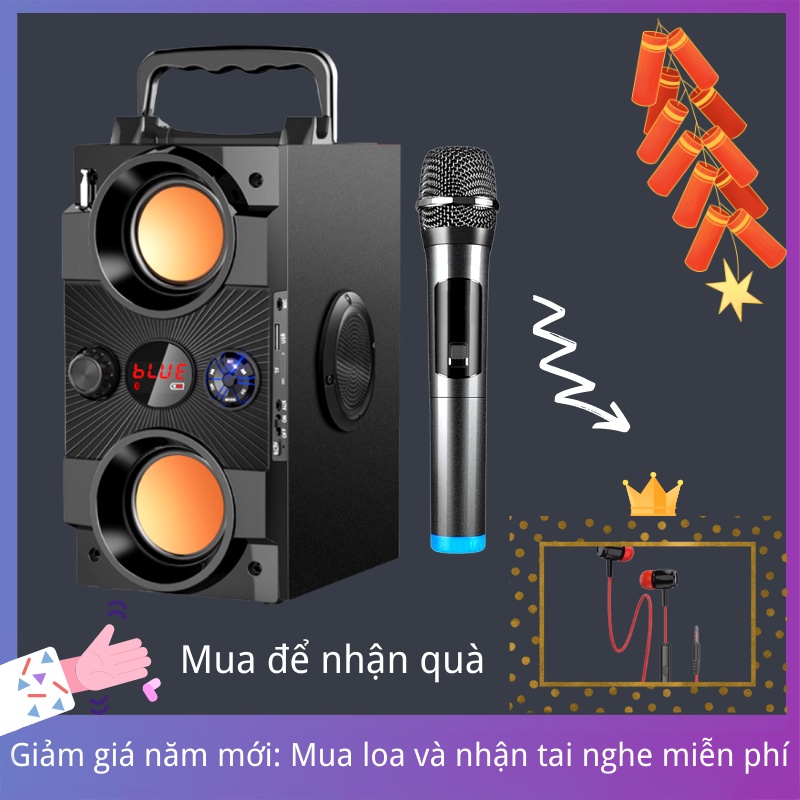 Loa Karaoke Bluetooth [1 Micro Không Dây] Di Động Loa âm Lượng Cực Đại 100W, Pin 2500 mA, Phát Liên Tục Trong 8 Giờ