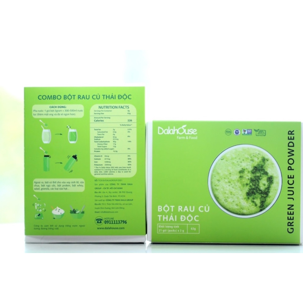 Combo Bột Rau Củ Detox Thải Độc Dalahouse - 21 gói 07 vị rau củ Organic 100%