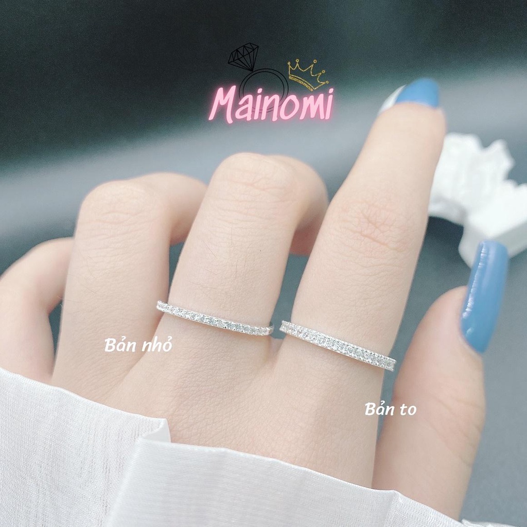 Nhẫn 1 hàng đá bạc ta MAINOMI 2 phiên bản to và nhỏ độc đáo thời trang