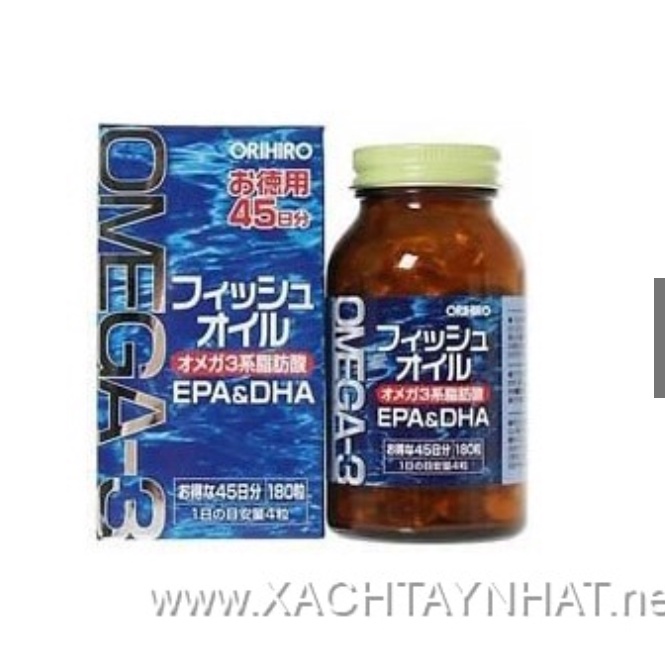 Dầu cá Omega 3 Orihiro fish oil, Omega 3 EPA & DHA Orihiro Nhật Bản hộp 180 viên (Chính Hãng)