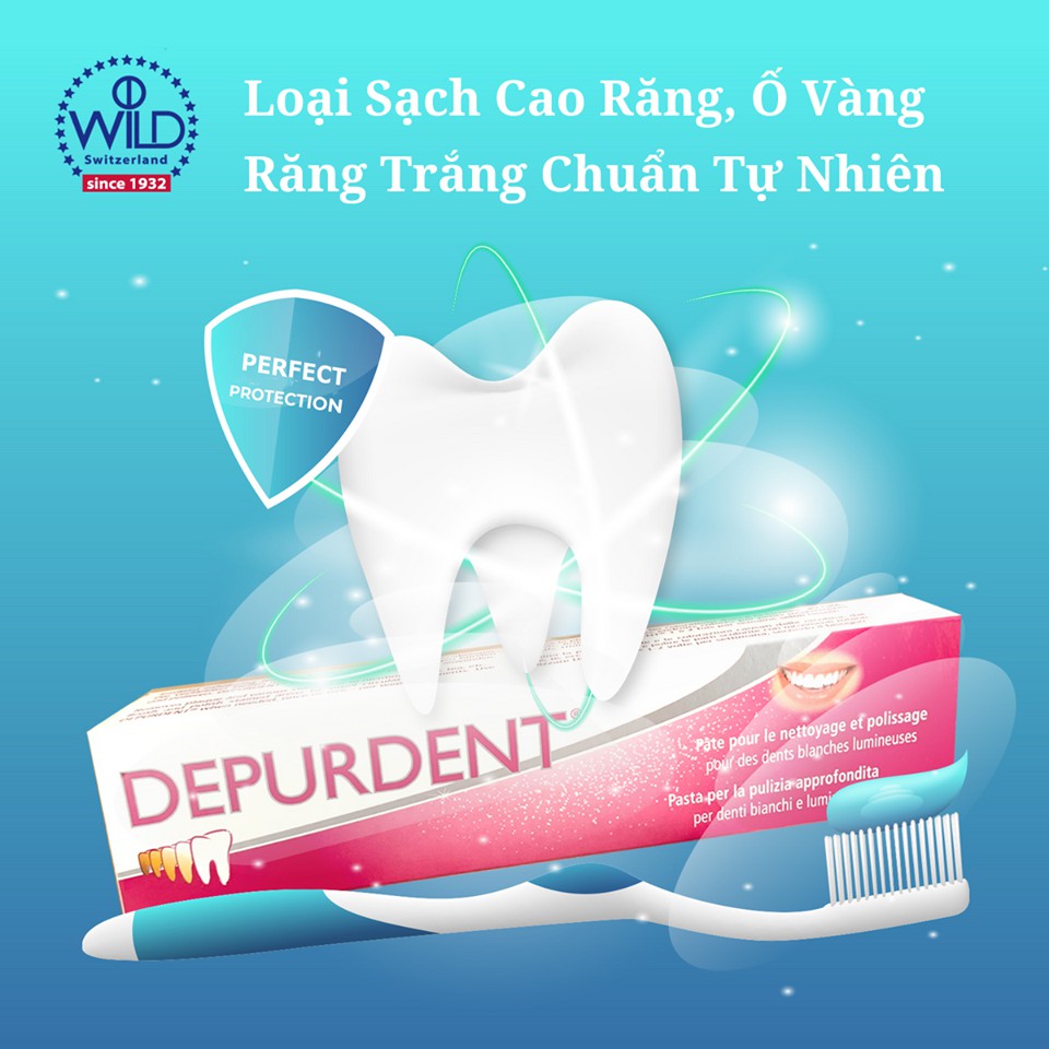 Kem đánh răng siêu trắng và loại bỏ cao răng mảng bám Depurdent (Thụy Sỹ)