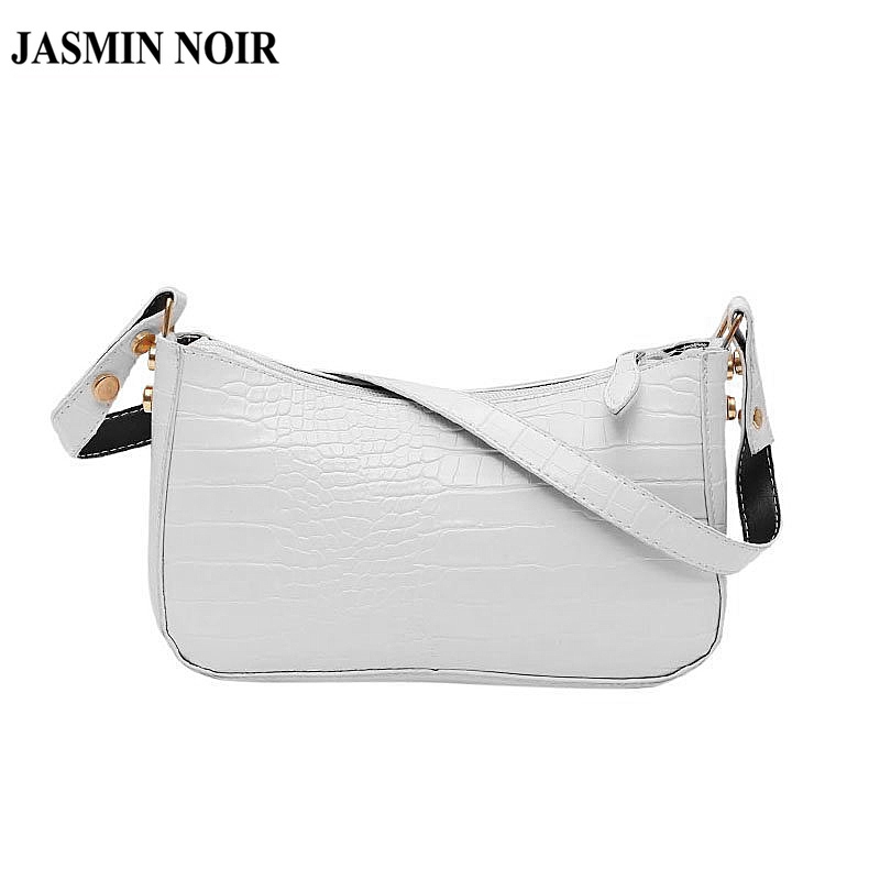 Túi xách đeo vai JASMIN NOIR cỡ nhỏ chất liệu da PU họa tiết vân cá sấu sang trọng thời trang cho nữ