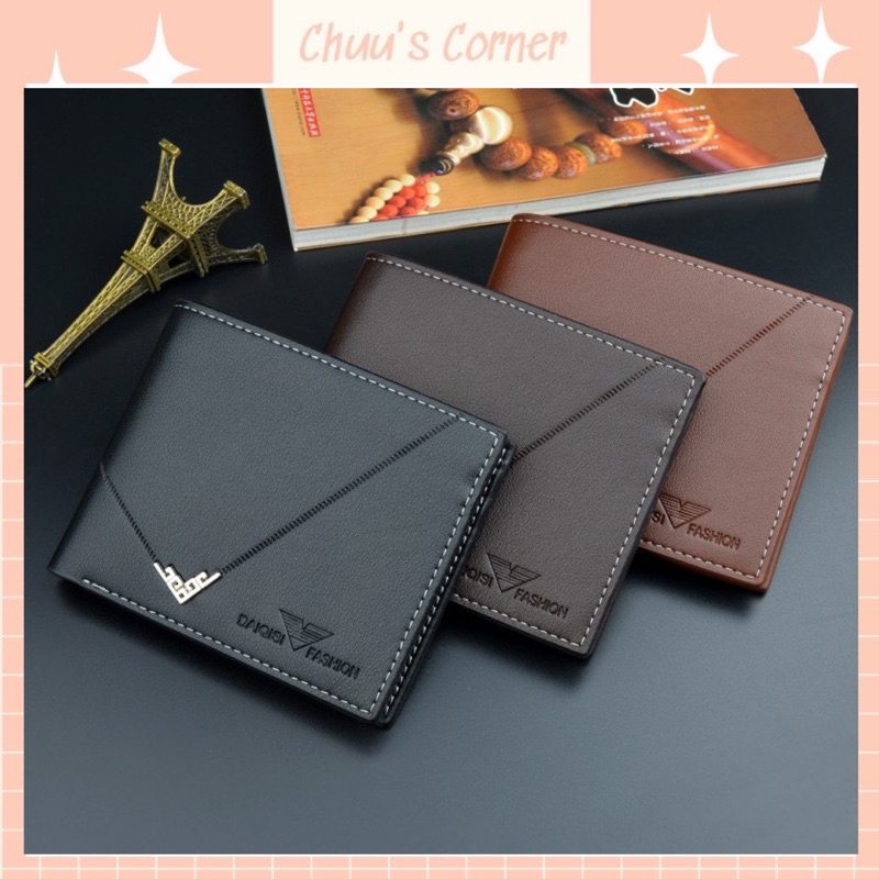 Ví nam da dập nổi, kiểu ví ngang nhiều ngăn có ngăn khoá kéo