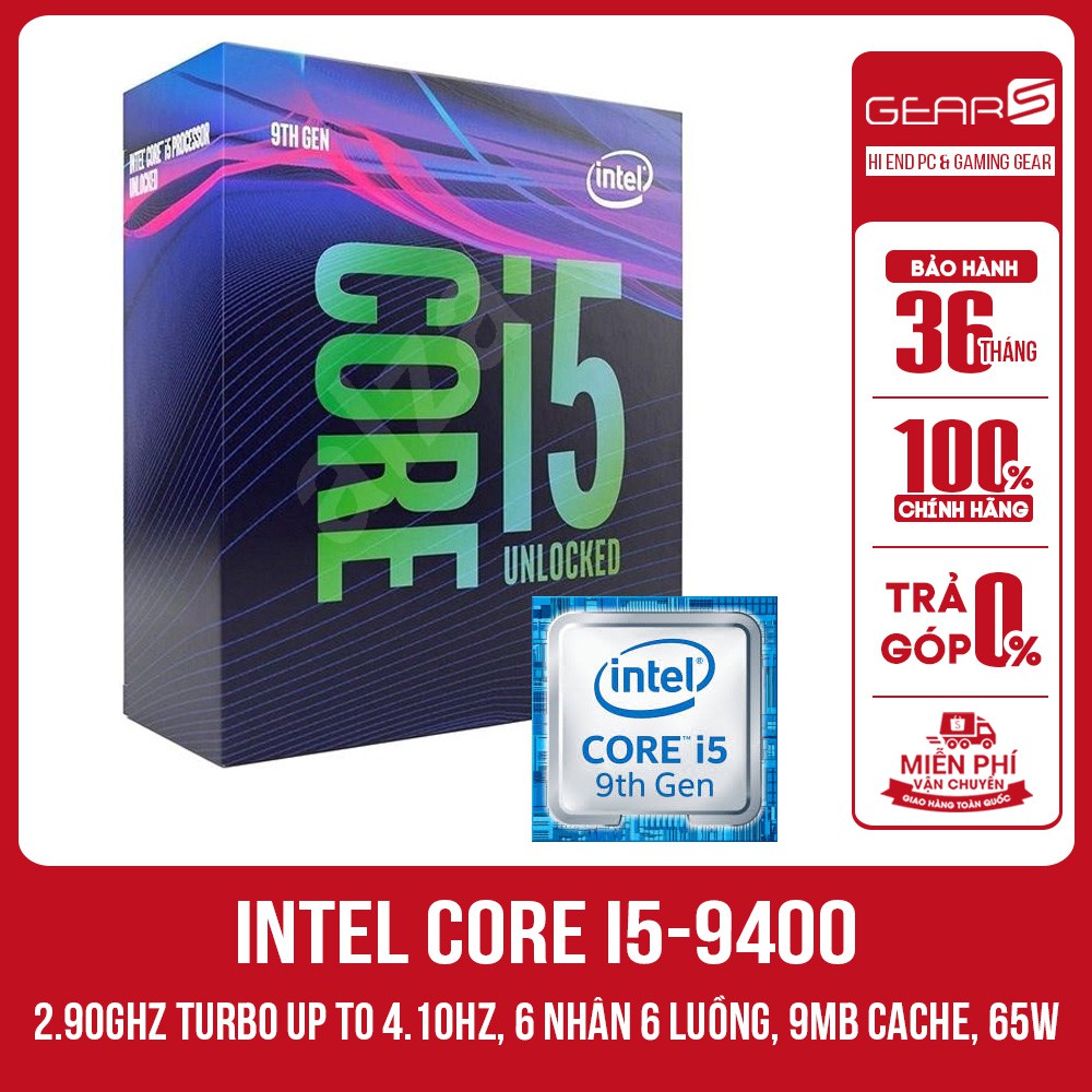 [Mã ELCL3MIL giảm 5% đơn 3TR] Bộ vi xử lý Intel Core i5-9400 (6C/6T, 2.90 GHz - 4.10 GHz, 9MB) - LGA 1151-v2 | BigBuy360 - bigbuy360.vn