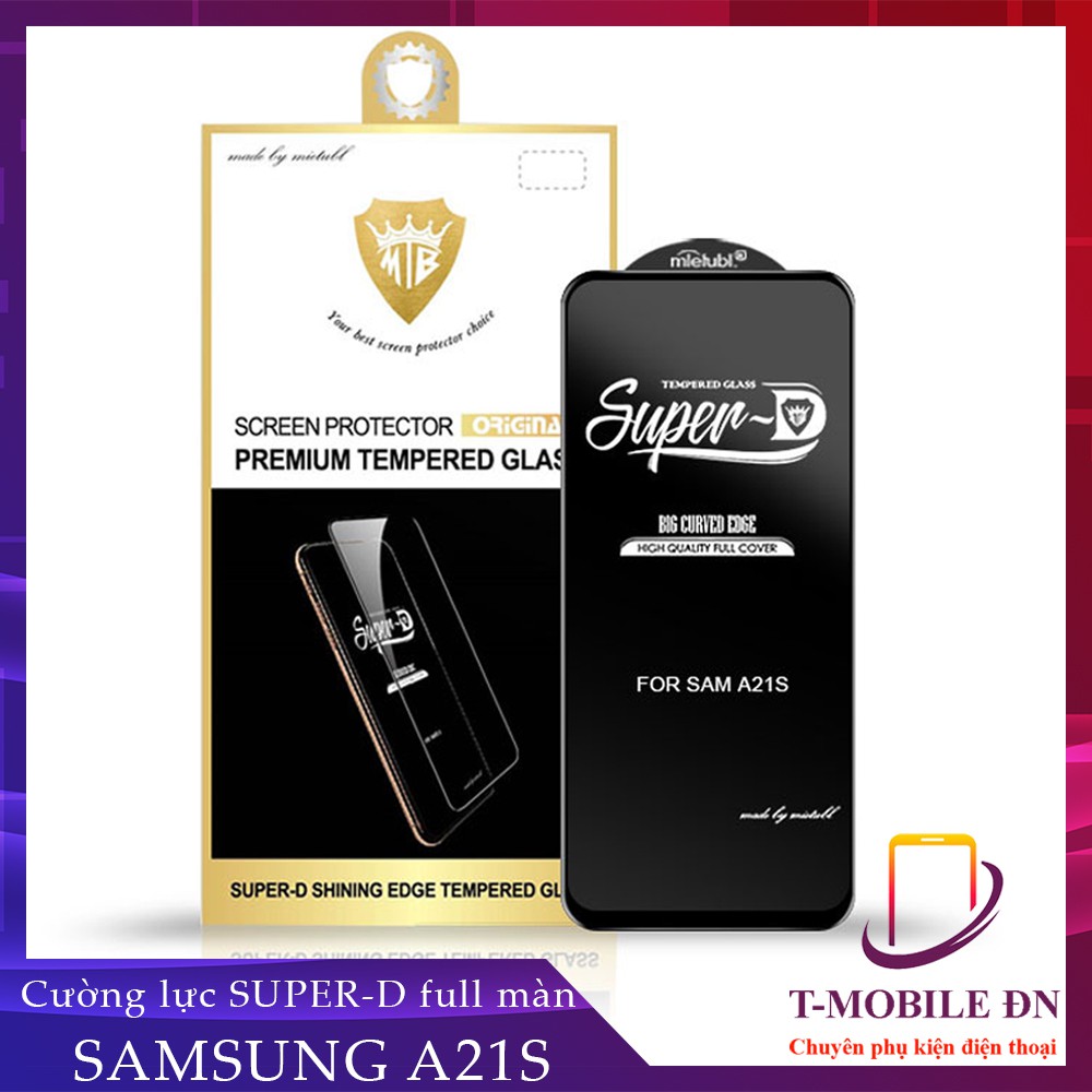 Miếng dán Kính cường lực Samsung A21S Super-D MIETUBL Full viền Đen Fullbox