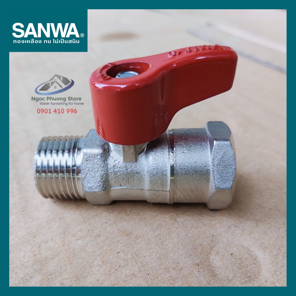 Van khóa, van bi Sanwa Thái Lan 1 ren trong ren ngoài 1/2"  BV15MF