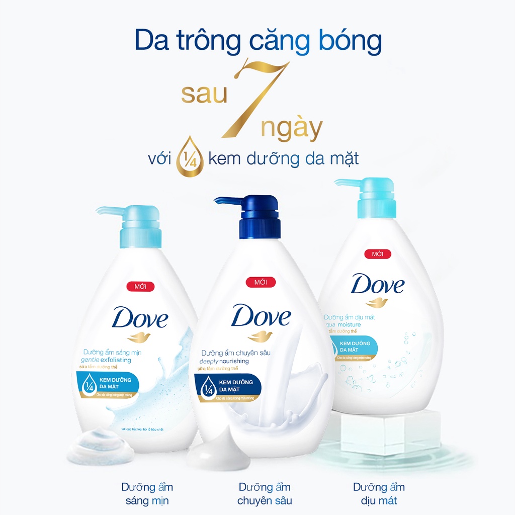 Sữa Tắm Dưỡng Thể Dove Chăm Da Mềm Mịn Tức Thì Với Dưỡng Chất Lợi Khuẩn Da 500g