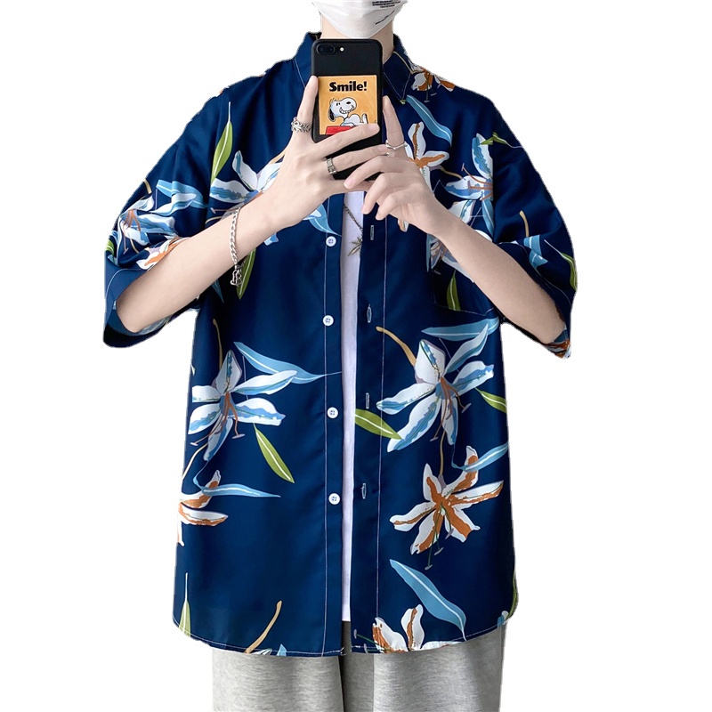 Áo Sơ Mi Đi Biển Dáng Rộng Cỡ Lớn M-3XL Thời Trang Mùa Hè Hàn Quốc Cho Nam