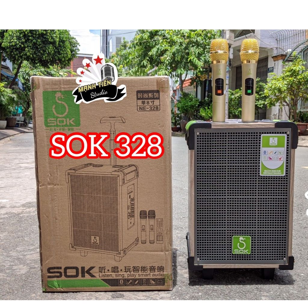 [Mã ELHACE giảm 4% đơn 300K] [Tặng kèm 2 micro không dây] Loa kéo SOK 328 bass 2 tấc cực hay