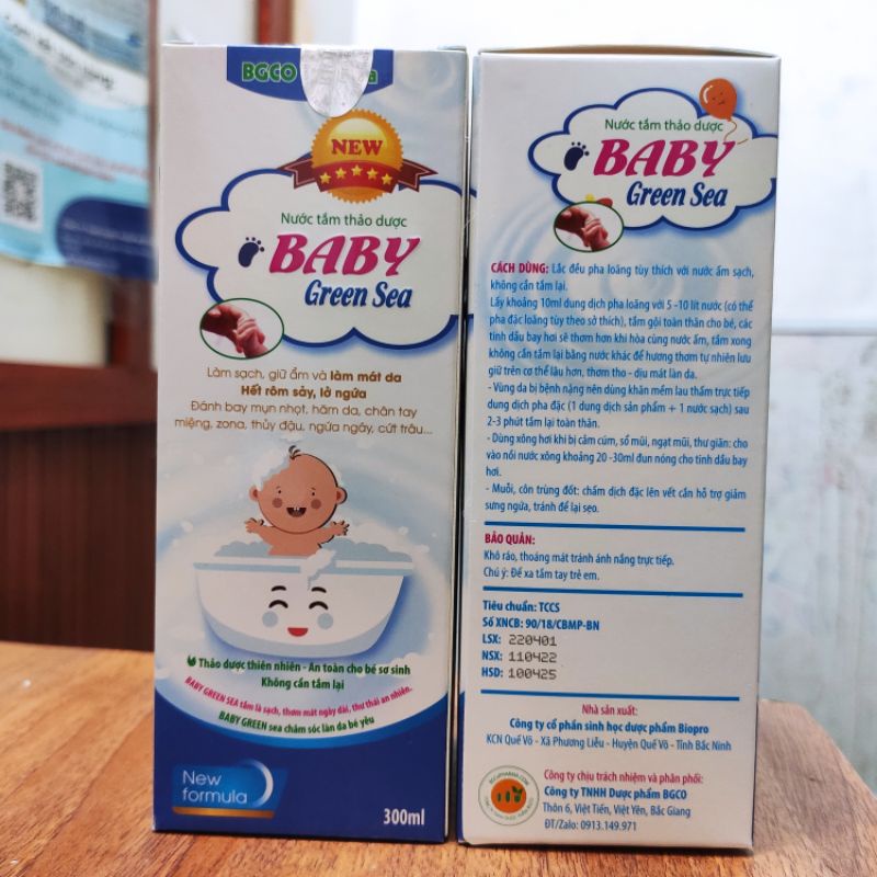 Combo bộ Sữa tắm, Nước tắm gội thảo dược cho bé sơ sinh Green sea - Chai 300ml