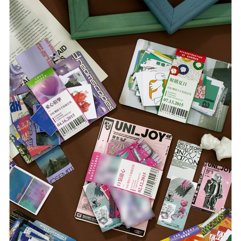 Set 60 miếng hình dán trang trí  Rainbow Paradise card sticker set