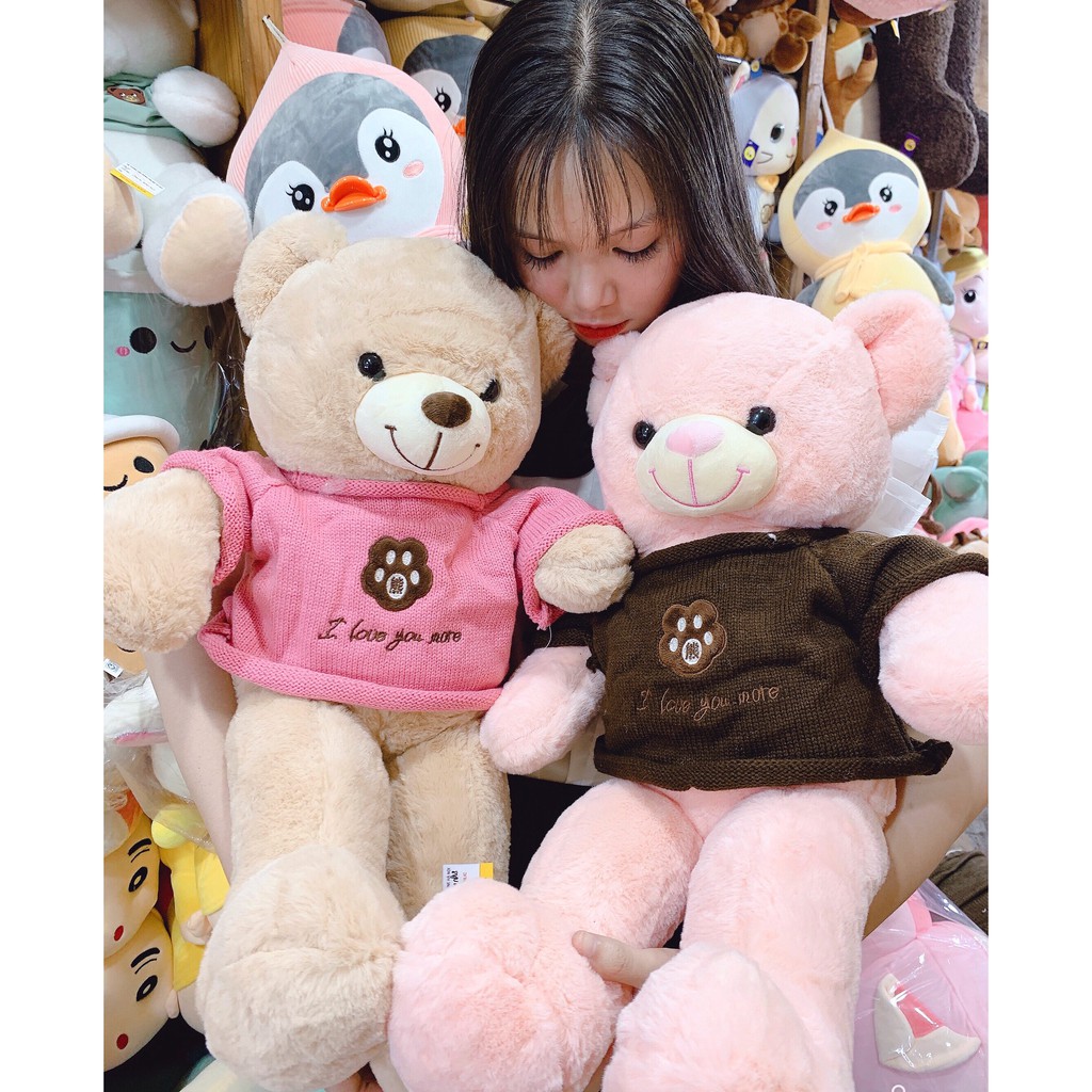 Gấu bông teddy áo len Iloveu 4 màu kích thước 60cm - Xưởng gấu bông Việt Nam