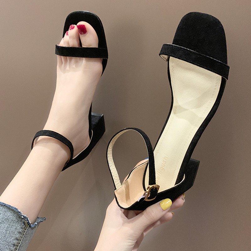 🌺Sandal Cao Gót b16 Dây Mảnh/ Chất Liệu Nhung/Đế Vuông/ Phong Cách Hàn Quốc