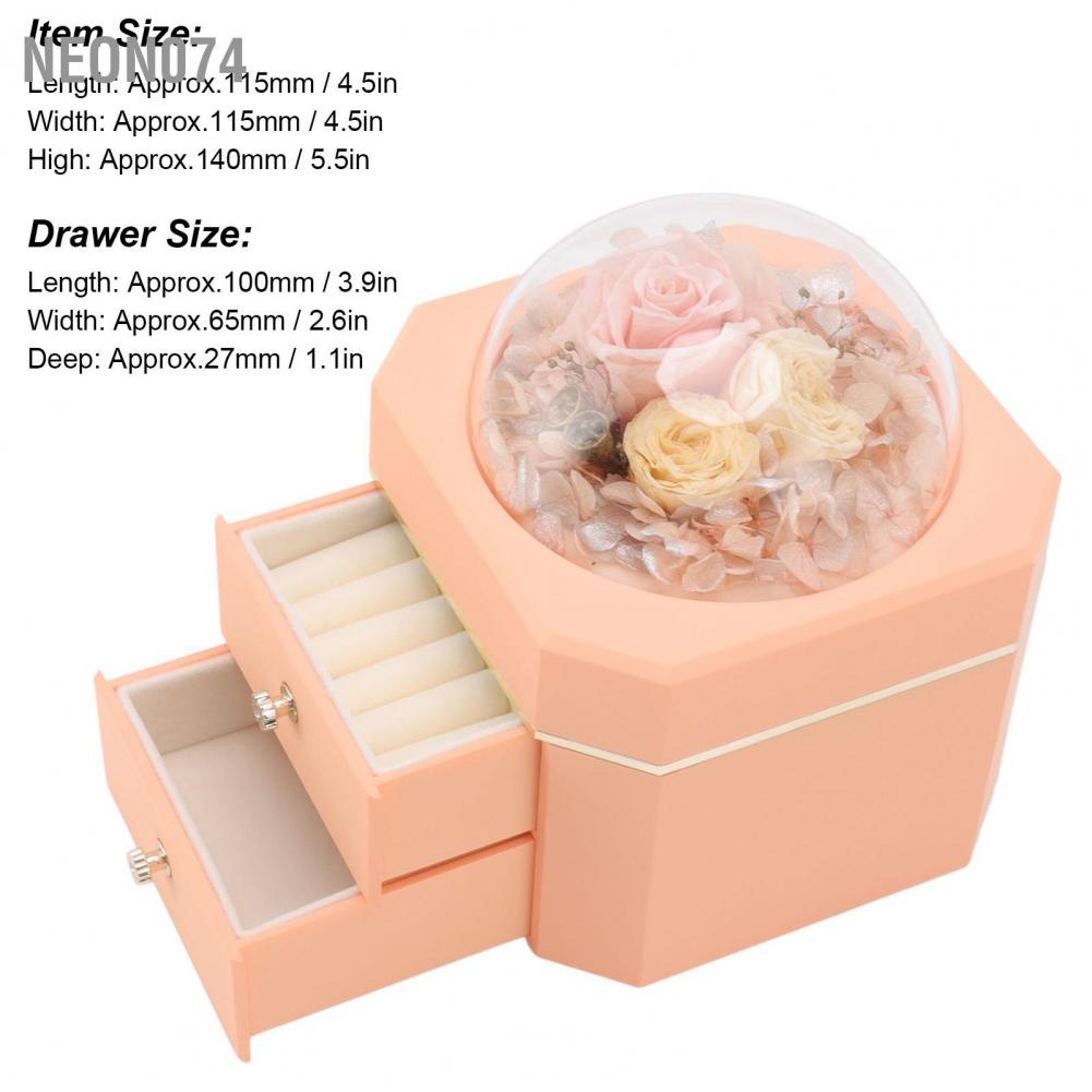 Neon074 Hộp đựng trang sức Forever Flower Ngăn kéo đôi Hình tam giác Quà tặng Đồ trang sức Bao bì Hộp đựng Dây chuyền