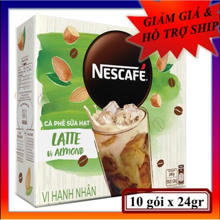 Cà phê hòa tan NESCAFÉ Latte Sữa Hạt Vị Hạnh Nhân (Hộp 10 gói x 24g)