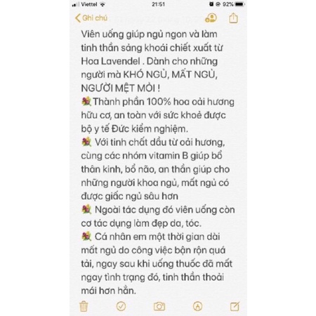 VIÊN UỐNG GIÚP NGỦ NGON LAVENDEL HÀNG ĐỨC