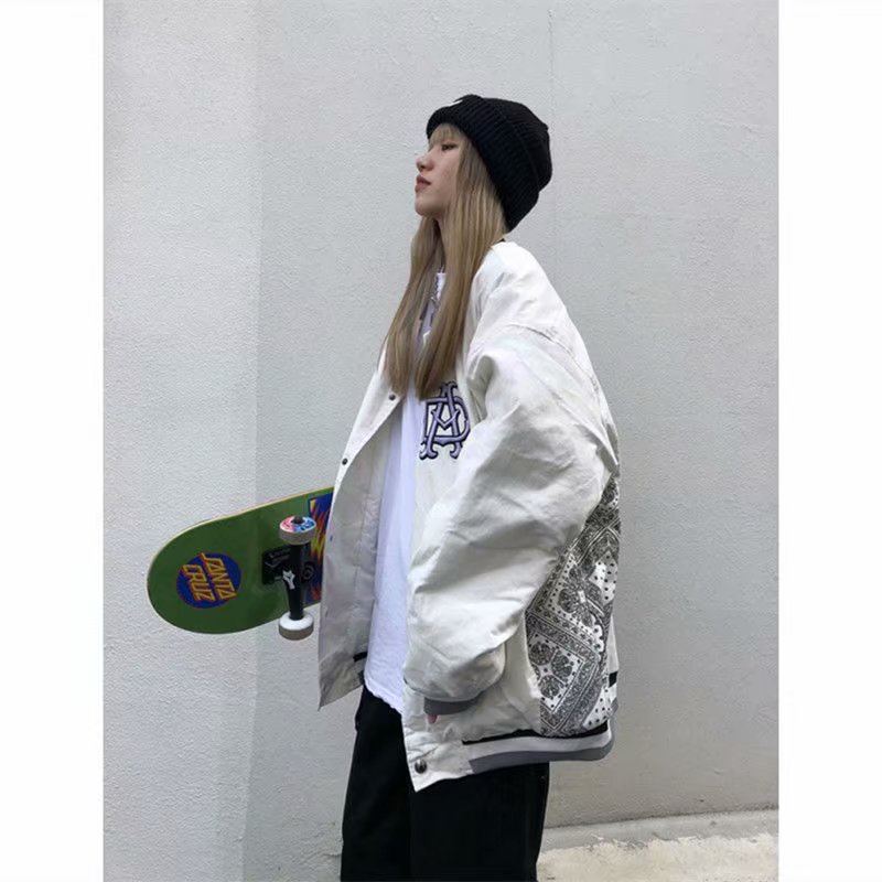 Áo khoác bomber thêu họa tiết thời trang hiphop sành điệu cho nam nữ