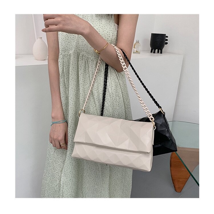 Túi đeo vai JASMIN NOIR dáng vuông chất da PU phong cách đơn giản thời trang dành cho nữ