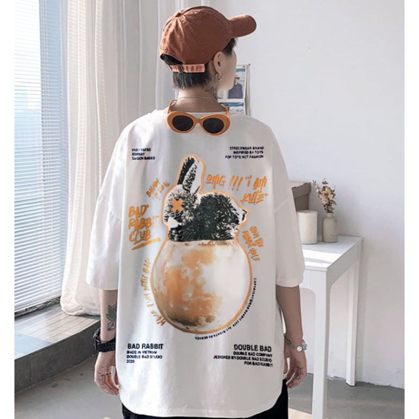 ÁO THUN, ÁO PHÔNG TAY LỠ UNISEX FORM RỘNG OVERSIZE MOON RABBITT M138