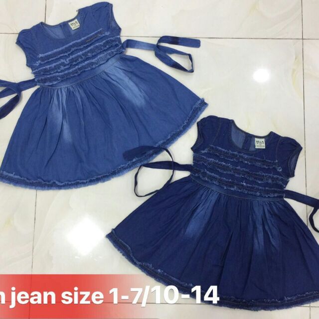 Đầm jean có tay mềm mại cho bé gái