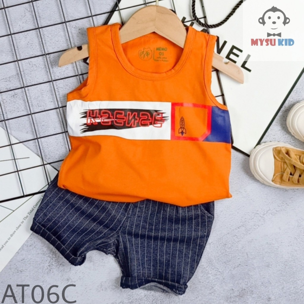 [ 9 - 24kg ] Bộ quần áo bé trai áo cotton 4 chiều quần giả jean cao cấp