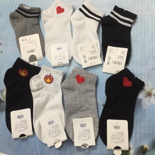 Combo 280 đôi tất tim/ tất lửa/ tất kẻ ngang, vớ hàn quốc