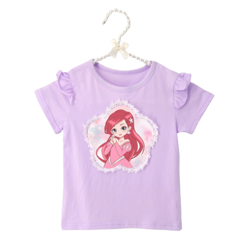 Áo Thun Cotton Họa Tiết Hoạt Hình Công Chúa Xinh Xắn Cho Bé Gái