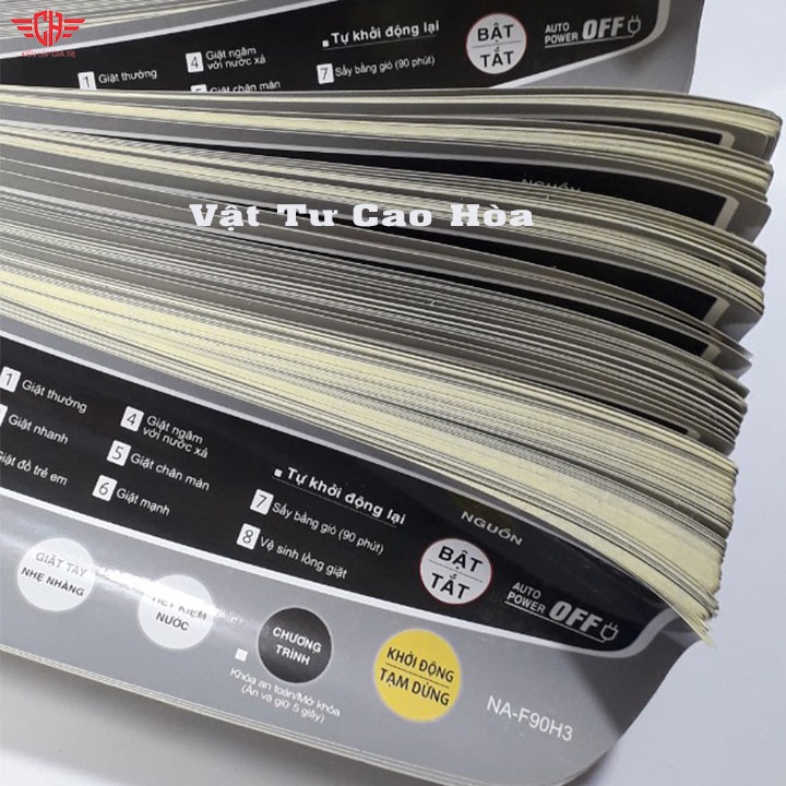 Tem bàn phím máy giặt pana NA-F90H3 tem mặt phím máy giặt panasonic