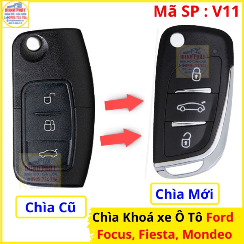 Chìa Khoá Độ Gập xe Ô Tô Ford Focus, Fiesta, Mondeo