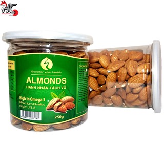 Hạnh Nhân Mỹ Đã Tách Vỏ Hũ 250gr Loại rang chín thơm ngon