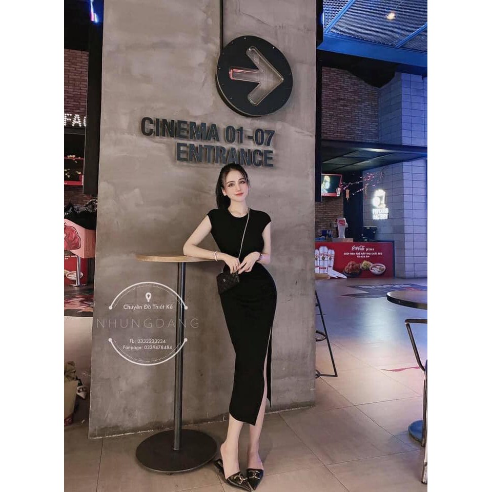 [Mã SKAMA06 giảm 8% tối đa 50K đơn 250K] Váy body xẻ Đùi , cụt tay 2 màu ( kèm ảnh thật, video ) | BigBuy360 - bigbuy360.vn