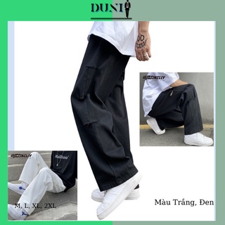 Quần suông kaki duni tran unisex màu đen trắng, big size qkk05