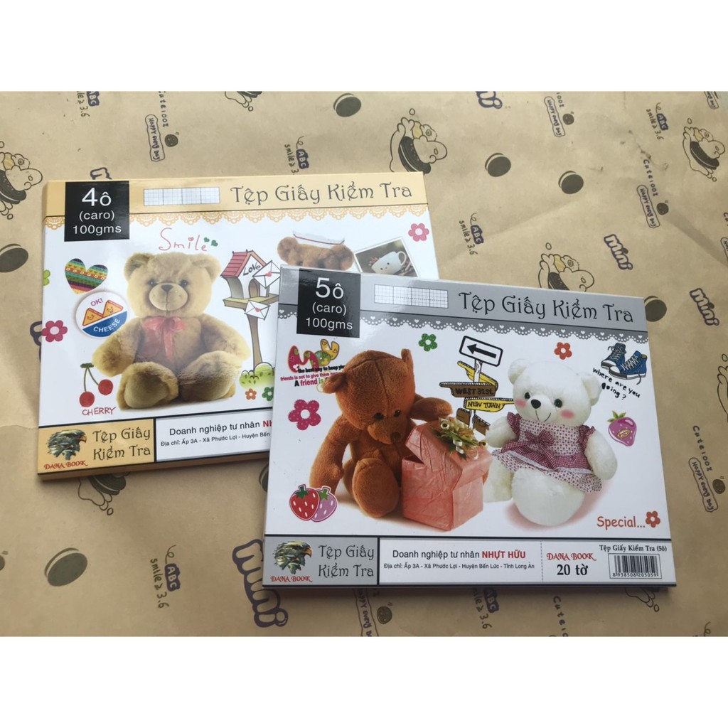 Combo 5 tệp giấy kiểm tra định lượng 100 gms mỗi tệp có 20 tờ