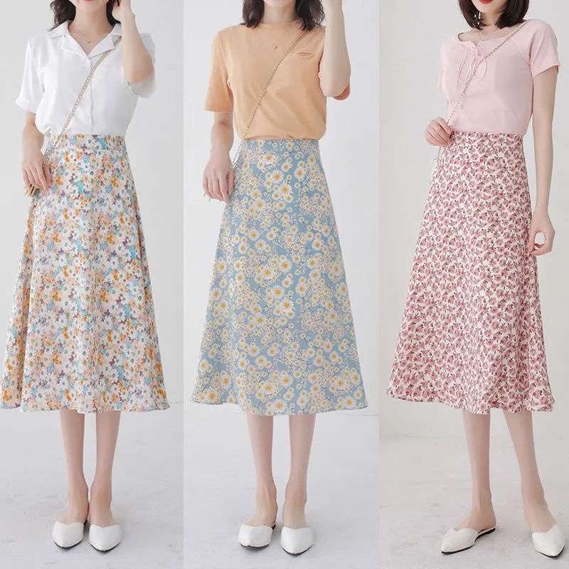 Chân Váy Lửng Chữ A In Họa Tiết Thời Trang Nữ Tính