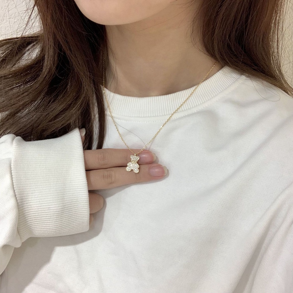 Vòng cổ Hình Gấu Đính Đá Dễ Thương Cho Nữ
