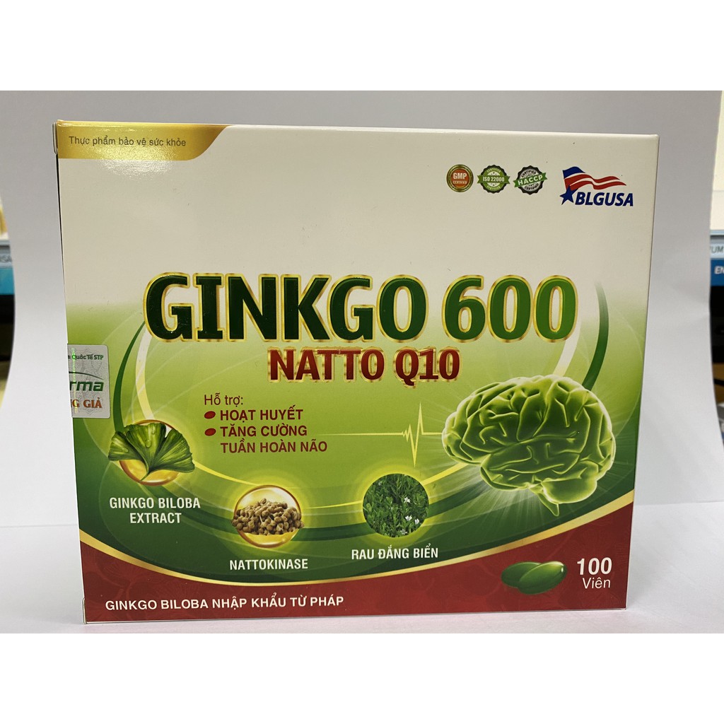 Tăng cường trí nhớ, tăng tuần hoàn máu lên não GINKO 600 NATTO Q10